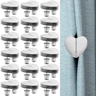 1/2Pairs Heart-shaped Curtain Magnetic Clips - Curtain Close Magnet Buckle - Metal Adjustment Button