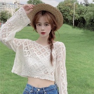 Áo Len Dệt Kim Tay Dài Bohemian Vintage Hook Long Sleeve Short Style Áo Khoác Ngoài Thời Trang Cho N