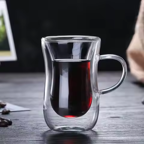 Double Wall Glass Cup Transparent Heat Resistant Milk Water Mini Whisky Cup Espresso Coffee Cup Bar 