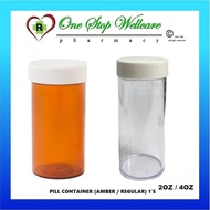 PILL CONTAINER (AMBER / TRANPARENT) 1'S (2OZ / 4OZ)
