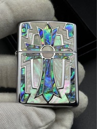 包郵Zippo「彩貝克羅心」防風煤油黃銅盔甲加厚貝殼鑲嵌打火機禮物