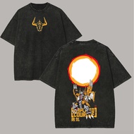 Bandai | WarGreymon Gaia Force T Shirt Men Digimon Agumon Vintage Acid Wash Streetwear Oversized Ret