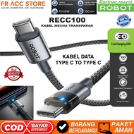 Data Cable TYPE C TO TYPE C 65W ROBOT RECC100 CABLE MECHA SEMI-TRANSPARENT CABLE TYPE C TO TYPE C FA