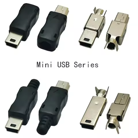 10Pieces Mini USB Male Connector USB 2.0 Jack 5Pin 3 In 1 or 4 In 1 Assemble DIY Wire With Plastic C