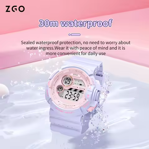 ZGO women's digital watch multi-functional timing sports waterproof electronic watch Gift 821