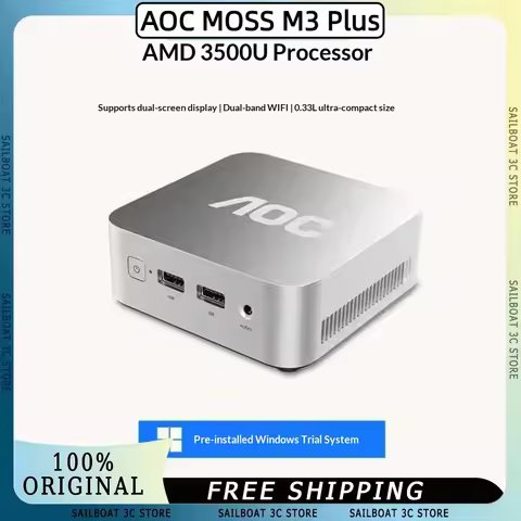 AOC MOSS M3 Plus Mini PC AMD R5-3500U 8G-256G with WiFi5 + Realtek Bluetooth4.2 Supports Dual-screen