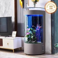 熱彎弧形魚缸客廳家用半圓靠牆中小型電視櫃旁水族箱生態懶人魚缸