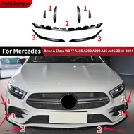 For Mercedes Benz A Class W177 A180 A200 A220 A35 AMG 2018-2024 Front Bumper Diffuser Side Splitter 
