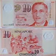 Koleksi Singapura Pecahan 10 Dolar Bahan Polymer Original