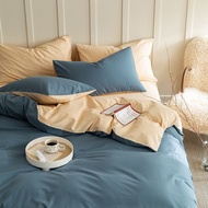 Bedsheet With Comforter Cover bedsheet king 4 in 1 Solid Color Washed Cotton Set Quilt Cover ikea be