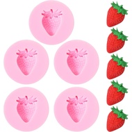 5 Pcs Strawberry Mold Silicone,2 Inches 3D Baking DIY Fruit Fondant Chocolate Mold Strawberry Embed 