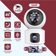 Wifi /4G Sim Card Dual Lens 5MP Wired CCTV Camera