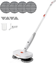 VEVOR Cordless Electric Mop, Up to 40 mins Battery, Electric Spin Mop with Water Tank, LED Headlight, Dual Mop Heads, 4 Microfiber Pads &amp; 4 Trapezoid Microfiber Pads, for Hardwood/Tile Floor Cleaning