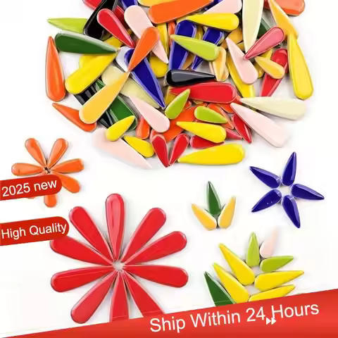 100G Pack Droplet-Shaped Mosaic Tiles DIY Handmade Colorful Irregular Shaped Pieces For Crafting~Jul