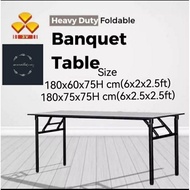 3V 2x6 ft Heavy Duty Foldable Wood Top Banquet Table Folding Function Table Catering Table Buffet Table