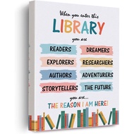 School Library Classroom Canvas Poster Painting Wall Art When You Enter This Library Print Artwork W