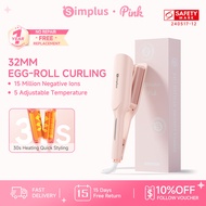 Simplus Pink 32MM Hair Curler | Egg Roll | Curling Iron | 15 Million Negative Ions | Ceramic Glaze C