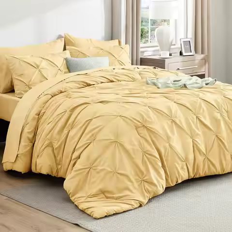 King Size Comforter Set Yellow Bed in a Bag King Size 7 Pieces GentleSoft™ Pintuck Bed Set Gift for 