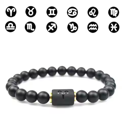 12 Constellation Couple Bracelet Stone Beads Zodiac Signs Bracelet
