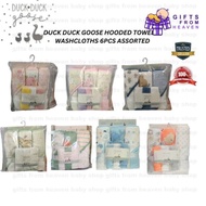 DUCK DUCK GOOSE HOODED TOWEL & WASHCLOTHS 6PCS ASSORTED