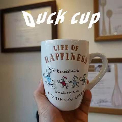 Vintage Donald Duck Mickey Mouse Pattern Mug Cartoon Style Water Cup Creative Coffee Mug Home Office