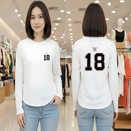 Long Sleeve Oval T-Shirt Women's Top / Trend Long Sleeve T-Shirt Latest Trend Number Motif T-Shirt