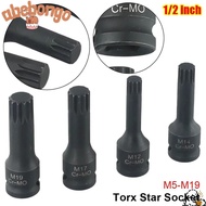 ABEBONGOTF 1Pcs Electric Drill Socket Adapter, Metric 1/2 Inch Shank Long Bit 12 Point Torx Socket, 