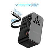 อะแดปเตอร์ VEGER VA-INT08 Universal Travel Adapter GAN 100W ปลั๊ก Type-C USB-A อะแดปเตอร์พกพา รับประ