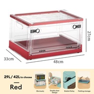 [Ready Stock]  29L/42L/63L/78L Folding storage box Have pulleys Multifunctional stackable Plastic Tr