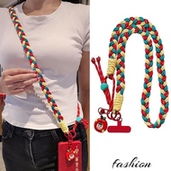Contrast Color Series Mobile Phone Lanyard Cross-body Strong Thick Ponytail Braid Six-strand Braided