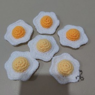 GANTUNGAN Egg Knitting Keychain | Sunny Side Up Egg Amigurumi Crochet Keychain | Bag Charm