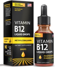 Vitamin B12 Liquid Drops - Vegan B12 Liquid Methylcobalamin Fast-Acting Complex - Sublingual B Compl