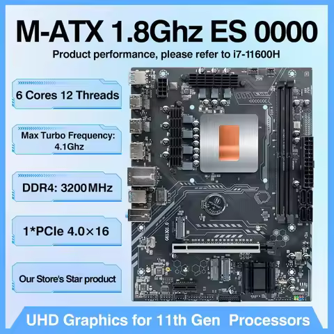 M-ATX DIY Gaming Computer Motherboard CPU Combo Interposer 1.8Ghz ES 0000(Refer To Kit i7 11600H)6C1