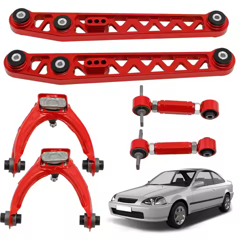 6pcs Adjustable Lower Control Arm + Rear Camber Kit For Honda Civic 1996-2000 EK3/EK4/EK5/EJ6/EJ7/EJ