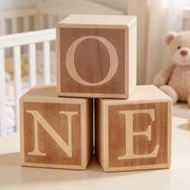 ONE Sign Blocks (1.9 Inches/5cm, Squared) For Baby First Birthday Decorations Props, One Birthday Ca