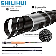 SHILIHUI 1PCS Fly Fishing Rod Japan Carbon Fiber 8FT&amp;9FT 2.43M&amp;2.74M Ultralight Weight 4 Section 3/4 5/6 Lake River Freshwater Soft Cork Handle Fly Rod Fishing Tackle Accessories Gear