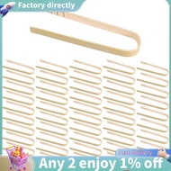50Pcs Tongs Disposable Cooking Utensils Mini Bamboo Tongs Natural Toast Tongs for Cooking