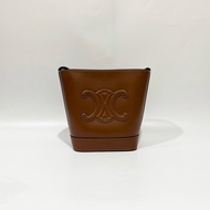 CELINE咖啡牛皮凱旋門logo小號水桶包