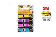 3M Post-it 683-4AB Small Flags 0.47"X1.7" 4 Pads Standard or Bright Colours - 140 Flags