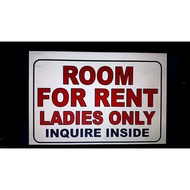 Room for Rent Ladies Only PVC A4Size