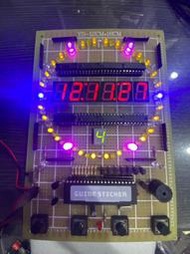 @8051DIY手焊板@ 六位數共陽多功能電子時鐘+溫度+圓圈60顆LED顯示