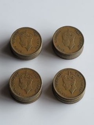 香港1948至1951 喬治六世一毫硬幣一套四個年份，（共五套）每套$50