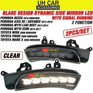 Perodua Myvi 2012 - 2017 Bezza Axia / Toyota Wish Prius Mark X Blade Design Dynamic Side Mirror Led 