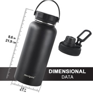 Navigate 32 oz Insulated Stainless Steel Sports Water Bottle with Spout & Handle Lids,Wide Mouth Wat