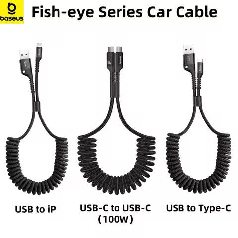 Baseus Spring USB Type C Charge Cable for Car Strong Flexible Braided 2A Charging Cable USB C for iP