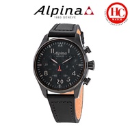 ALPINA AL-372BB4FBS6 Startimer Pilot Chronograph 44mm Black Dial Black Leather Swiss Watch