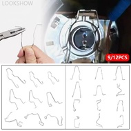 LOOKSHOW 9/12Pcs Car Headlamp Light Bulb Retainer Spring Clips Buckles Metal Headlight Bulb Spring C