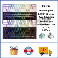 Monsgeek FUN60 Aluminum Wireless Magnetic Mechanical Keyboard 60% Hot swappable RGB GASKET Custom Ga
