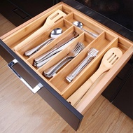 Bamboo Cutlery Drawer Storage Box 7 Grid Partitioned Drawer Type Organizer for Organizer Box Kitchen