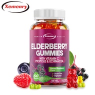 Xemenry Elderberry Sambucus Gummies with Vitamin C, Echinacea, and Propolis (100 Gummies) - Immune S